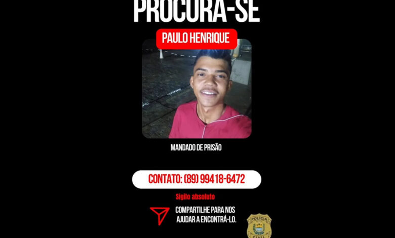 A Polícia Civil de Picos pede que qualquer informação sobre o paradeiro de Paulo Henrique seja comunicada através do número (89) 99418-6472