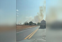 Fogo nas laterais da BR 316 em Picos - Foto: CAptura vídeo