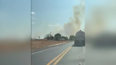 Fogo nas laterais da BR 316 em Picos - Foto: CAptura vídeo